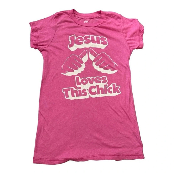 Tops - Early 00s Jesus Loves This Chick local celebrity shirt